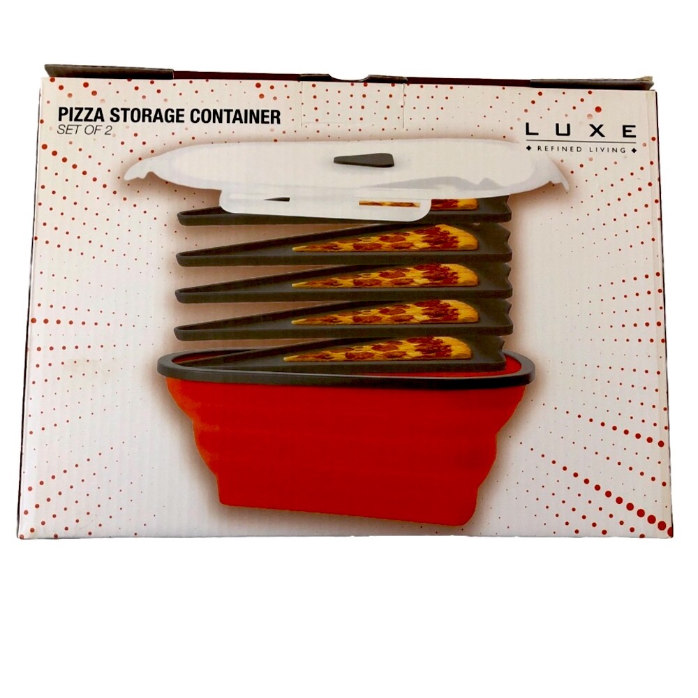 Luxe Red Pizza Slice Storage Set of 2 New